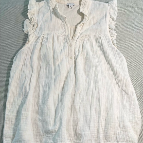 J. Crew Factory Cream Ruffle Sleeve Gauzy Blouse (Large / L) - Picture 3 of 6